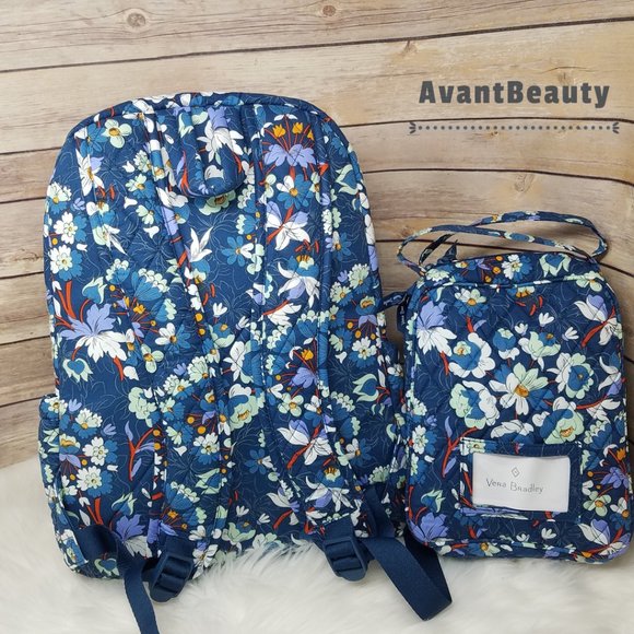 Vera Bradley Essential Backpack Floral Bursts Cotton Lunch Bunch set Bookbag main image 6